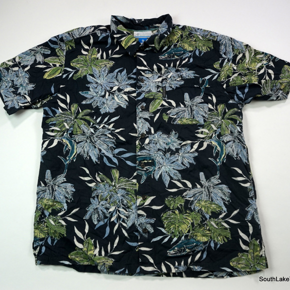 Columbia Floral Paisley Button Front S/S Shirt L